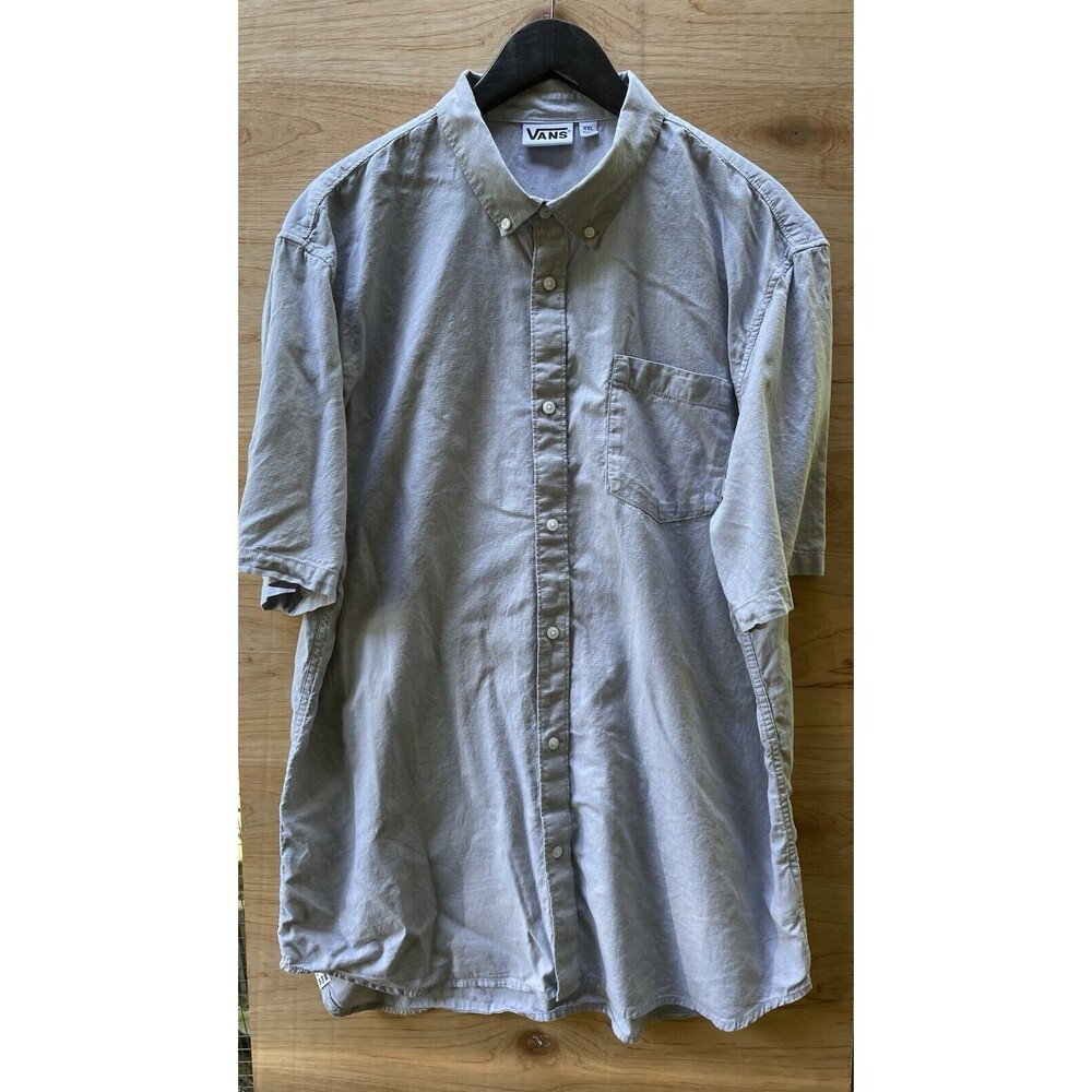 Vans Off The Wall Shirt Men XXL Gray Shirt Sleeve Button Down
